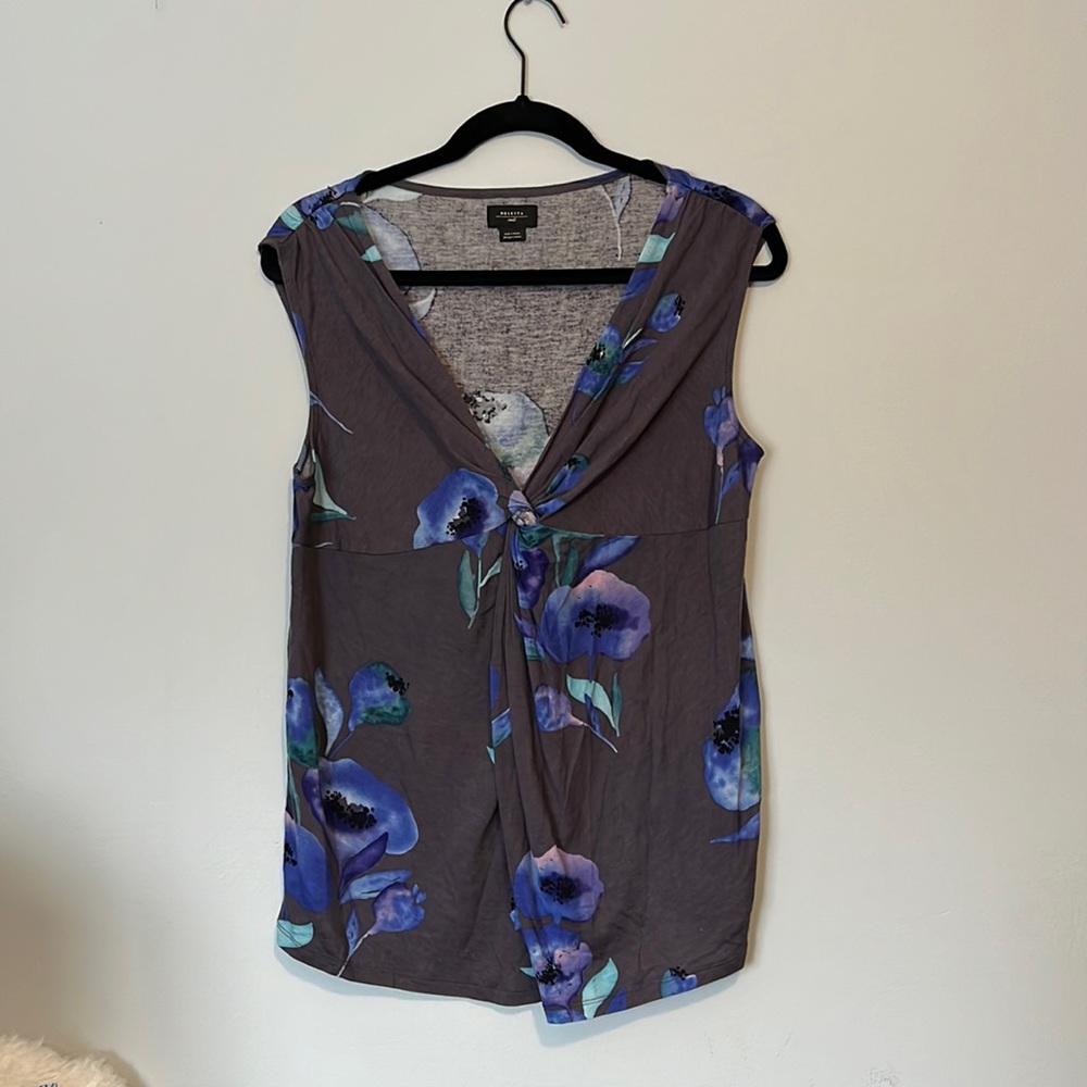 Gray Floral Deletta Tank Top